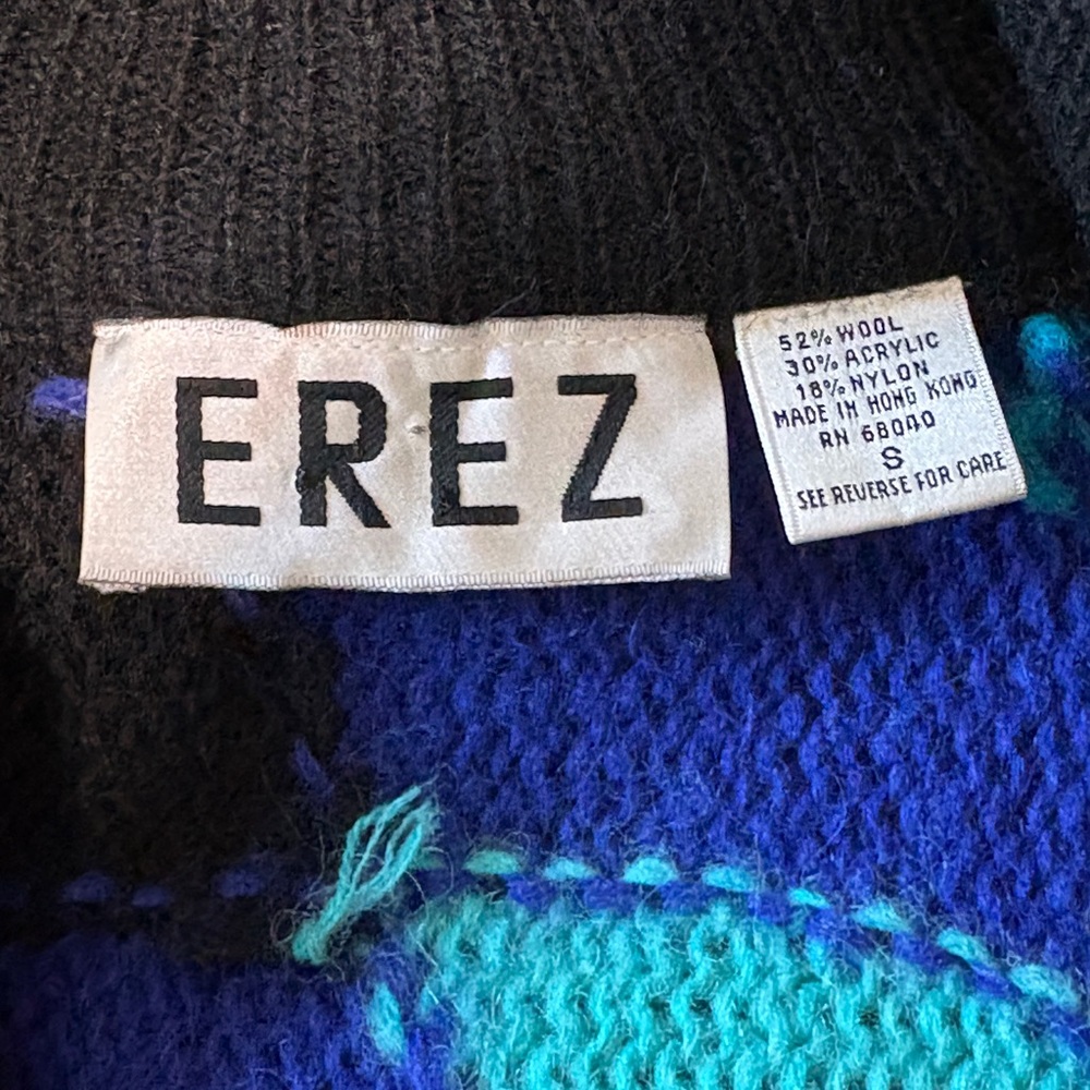 Colorful Women's Sweater with Black, Blue, and Green Design - Picture 2 of 5
